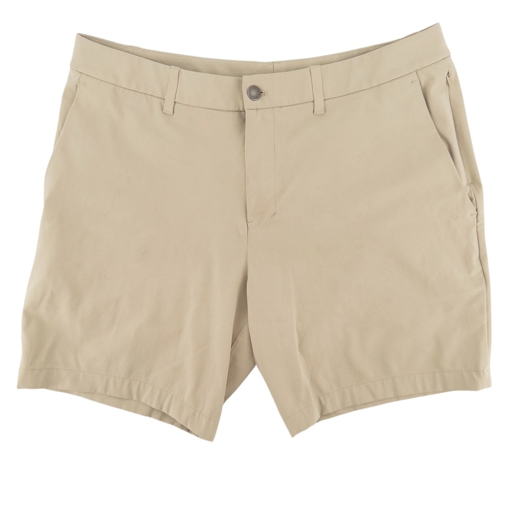 Lululemon Mens 36 Commission Classic Fit 7" Shorts Tan Beige Technical Chino